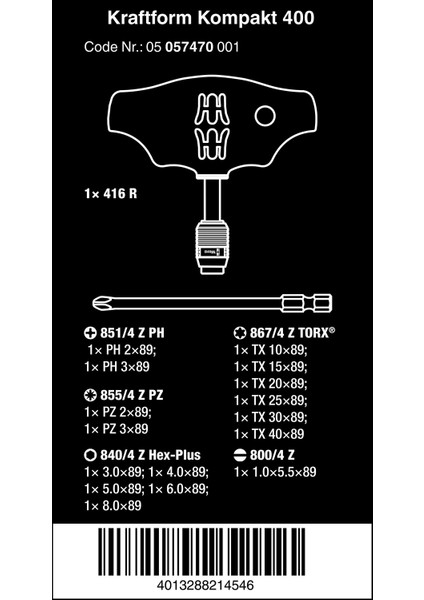 Kraftform Kompakt 400 T Kol Tornavida Set 05057470001