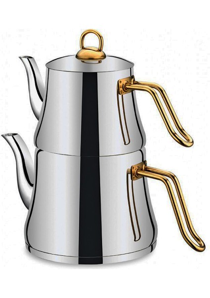 Piramit Gold Demlik Çaydanlık Takımı Çeyiz Seti 3,5 Litre