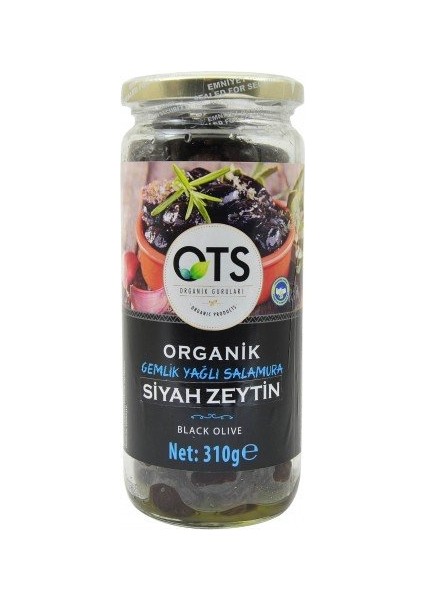 Organik Gemlik Yağlı Salamura Siyah Zeytin (310 Gr) - Ots
