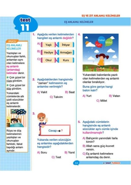 2.Sınıf İpuçlu Türkçe Yeni Nesil Soru Bankası