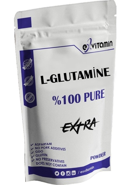 L Glutamin Glutamine Toz Pure 250 gr Saf Hammadde