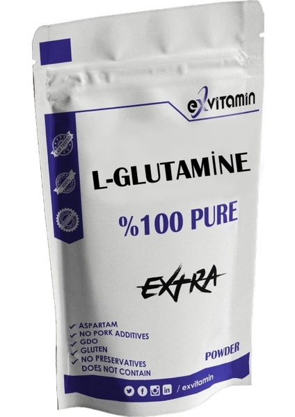 L Glutamin Glutamine Toz Pure 450 gr Saf Hammadde