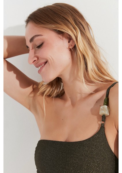 Haki Brisha Tek Omuz Bikini Üstü modelleri