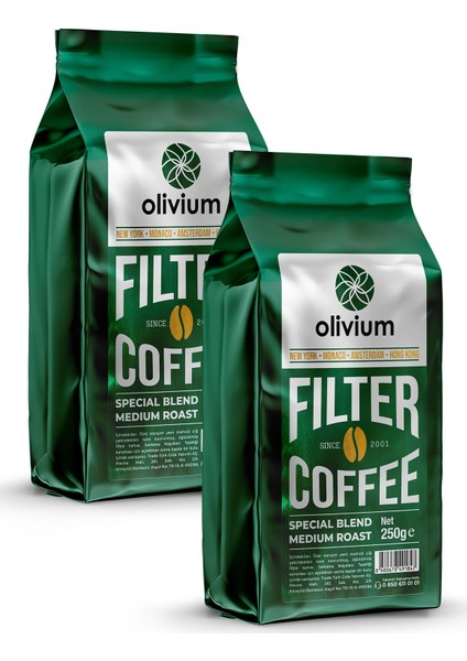 Öğütülmüş Filtre Kahve - 2 x 250 gr