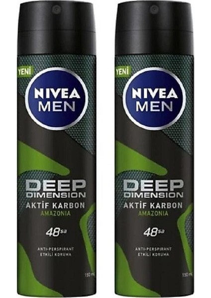 Men Deep Dimension Aktif Karbon Amazonia Deodorant 150 ml x 2