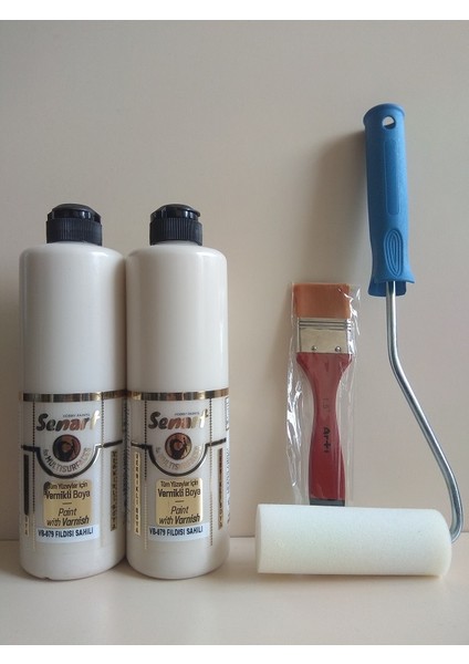 Senart Multisurface Tüm Yüzeyler Için Vernikli Boya Seti - Fildişi Sahili 500 ml 2'li + Rulo 10 cm + Fırça