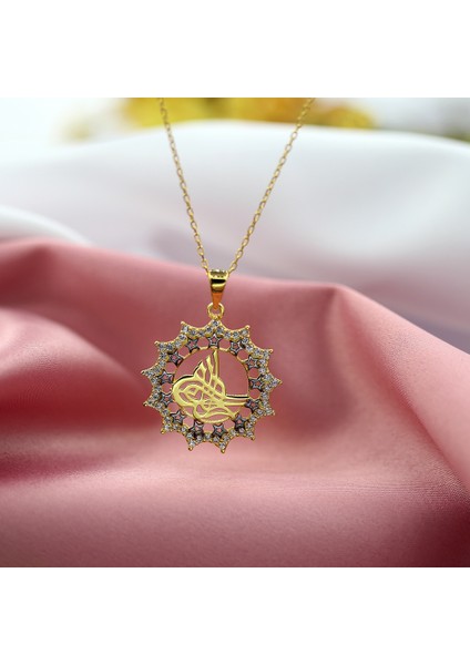 Beyaz Taşlı Yıldızlı Osmanlı Tuğralı Gümüş Kolye fiyatları