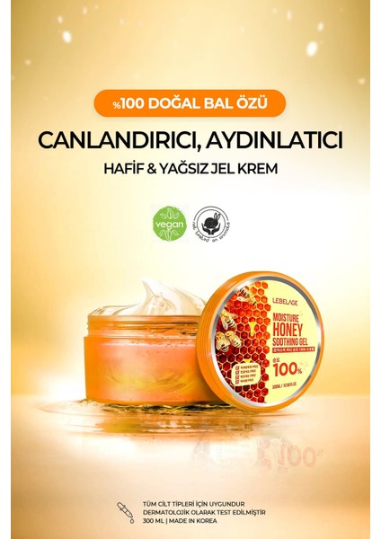 Yüz Ve Vücut Için Nemlendirici Doğal Bal Özü Soothing Gel Krem 300 Ml fiyatları