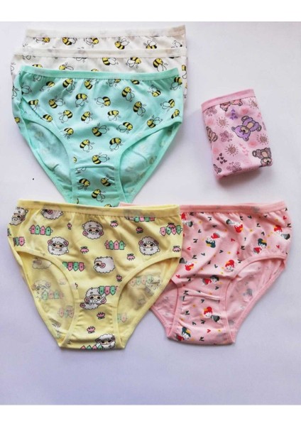 Kız Çocuk Baskılı Bikini Slip Külot 6 Adet - 3402