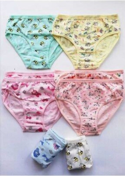 Kız Çocuk Baskılı Bikini Slip Külot 12 Adet - 3402
