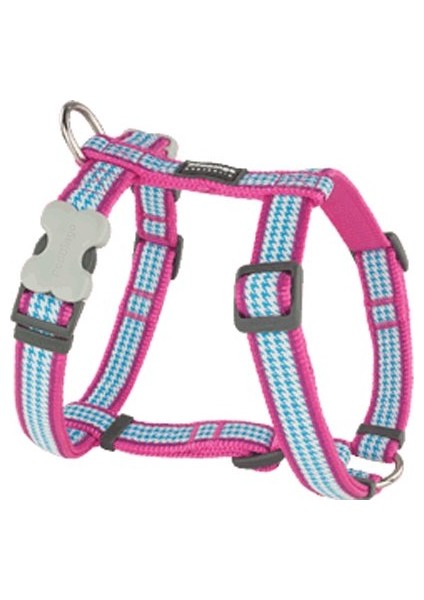 Fang It Desenli Pembe Köpek Göğüs Tasması 25MM