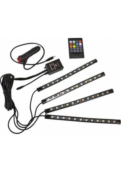 Ayak Altı 12 Led Araç Içi Sese Duyarlı Rgb Led Kumandalı