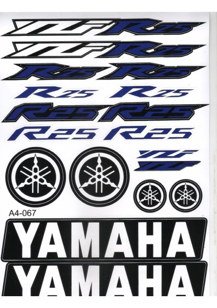 Yamaha R25 Mavi A4 Üniversal Etiket Seti