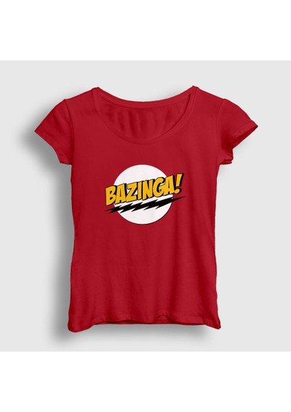 Kadın Kırmızı Bazinga The Big Bang Theory T-Shirt