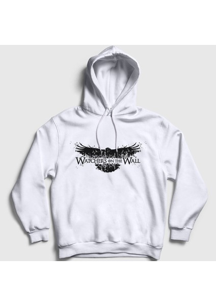 Unisex Beyaz Watchers Game Of Thrones Kapüşonlu Sweatshirt