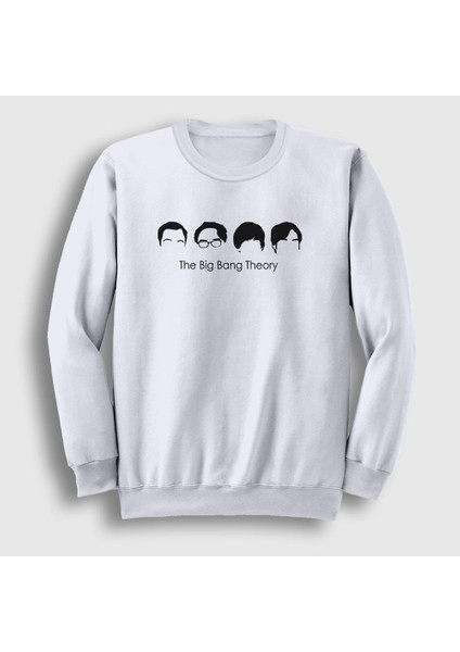 Unisex Beyaz Heads The Big Bang Theory Sweatshirt