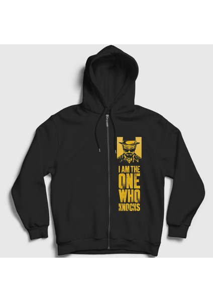 Unisex Siyah Knocks V2 Breaking Bad Fermuarlı Kapüşonlu Sweatshirt