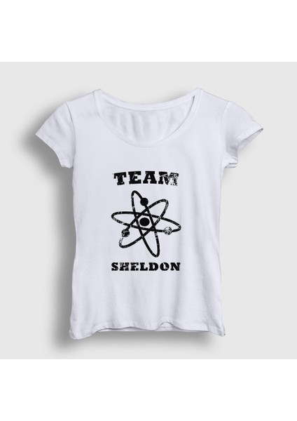 Kadın Beyaz Team Sheldon The Big Bang Theory T-Shirt