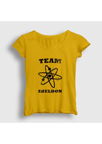 Kadın Sarı Team Sheldon The Big Bang Theory T-Shirt