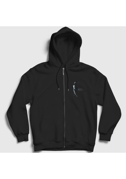 Unisex Siyah Night King Game Of Thrones Fermuarlı Kapüşonlu Sweatshirt