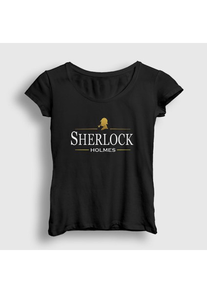 Kadın Siyah Logo Sherlock Holmes T-Shirt