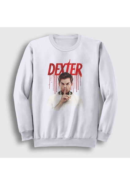 Unisex Beyaz Shhh Dexter Sweatshirt