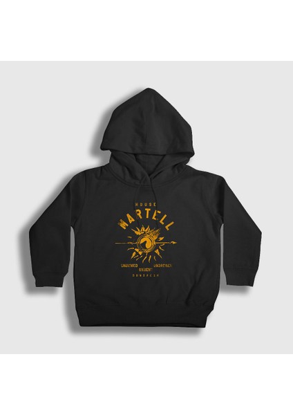 Unisex Çocuk Siyah Martell Game Of Thrones Kapüşonlu Sweatshirt
