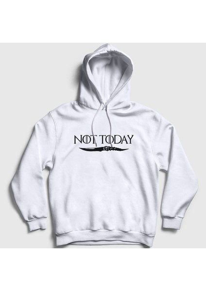 Unisex Beyaz Not Today Game Of Thrones Kapüşonlu Sweatshirt