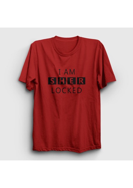 Unisex Kırmızı Sherlocked Sherlock Holmes T-Shirt