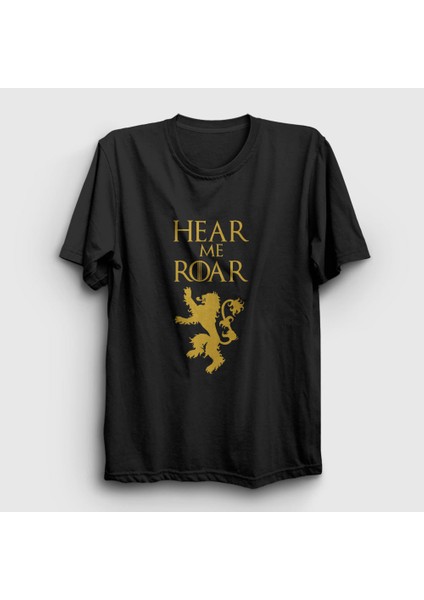 Unisex Siyah Roar Game Of Thrones T-Shirt
