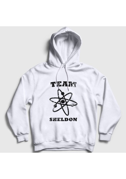 Unisex Beyaz Team Sheldon The Big Bang Theory Kapüşonlu Sweatshirt