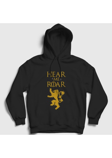 Unisex Siyah Roar Game Of Thrones Kapüşonlu Sweatshirt