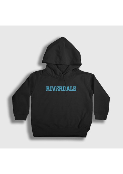 Unisex Çocuk Siyah Logo V2 Riverdale Kapüşonlu Sweatshirt