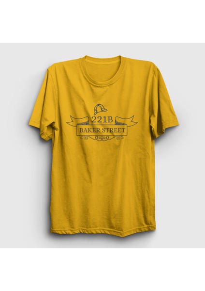 Unisex Sarı 221B Sherlock Holmes T-Shirt