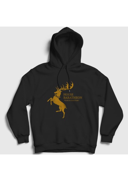 Unisex Siyah Baratheon Game Of Thrones Kapüşonlu Sweatshirt