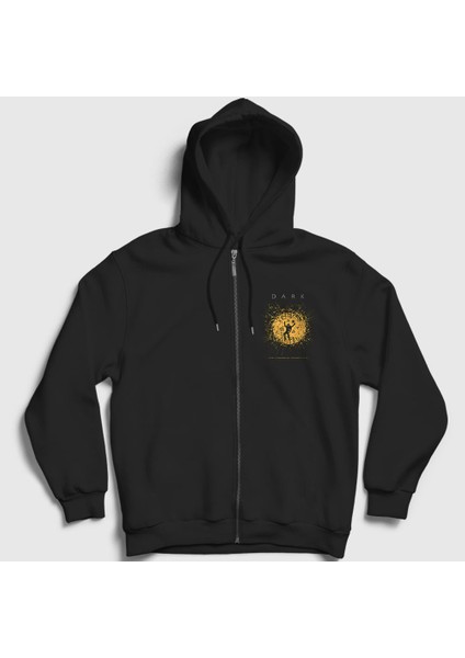 Unisex Siyah The End Dark Fermuarlı Kapüşonlu Sweatshirt