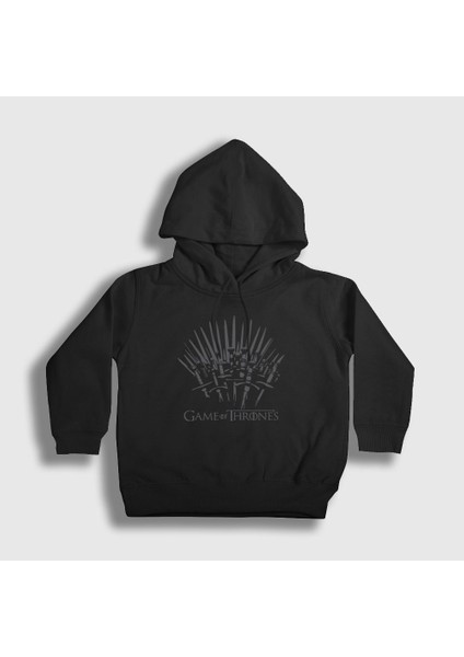 Unisex Çocuk Siyah Throne Game Of Thrones Kapüşonlu Sweatshirt