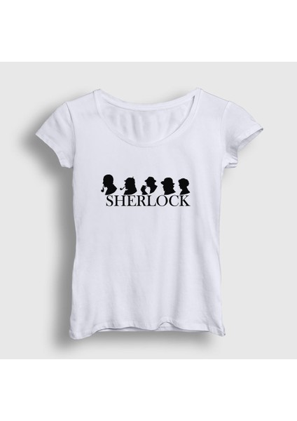 Kadın Beyaz Evolution Sherlock Holmes T-Shirt