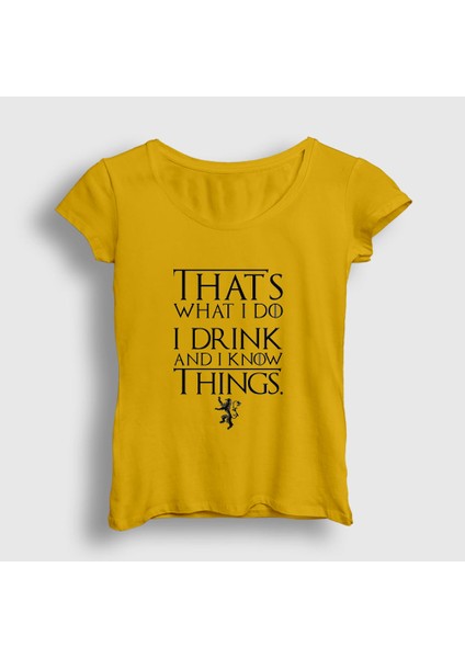 Kadın Sarı Drink Game Of Thrones T-Shirt