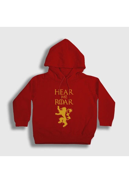 Unisex Çocuk Kırmızı Roar Game Of Thrones Kapüşonlu Sweatshirt