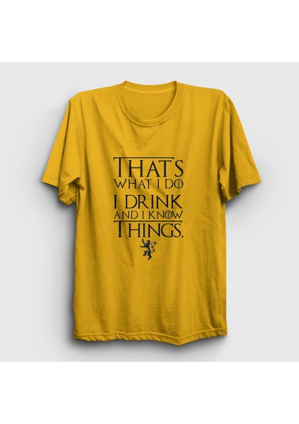 Unisex Sarı Drink Game Of Thrones T-Shirt