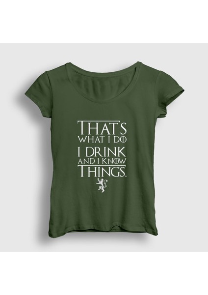 Kadın Haki Drink Game Of Thrones T-Shirt