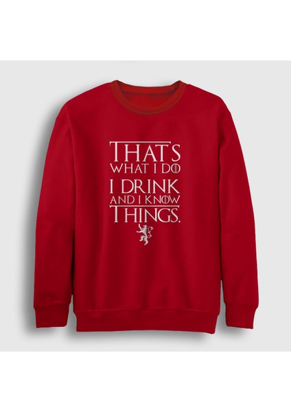 Unisex Kırmızı Drink Game Of Thrones Sweatshirt