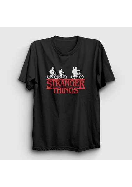 Unisex Siyah Bicycles Stranger Things T-Shirt