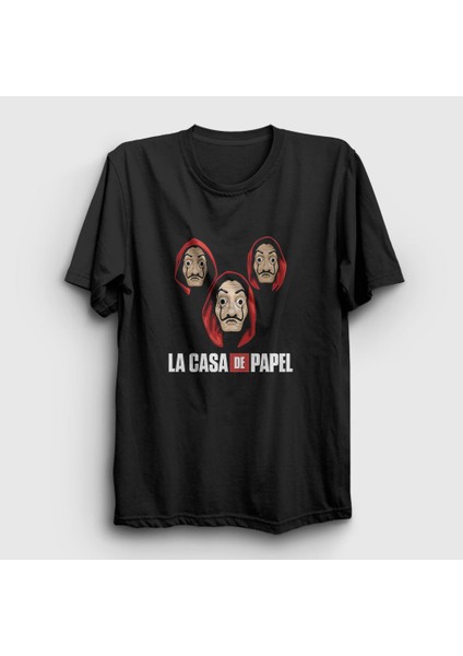 Unisex Siyah Masks La Casa De Papel T-Shirt