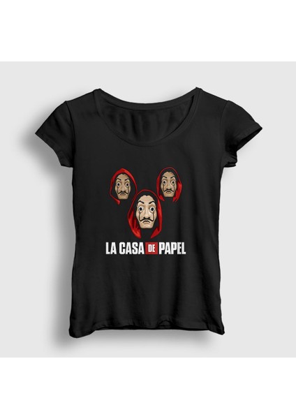 Kadın Siyah Masks La Casa De Papel T-Shirt