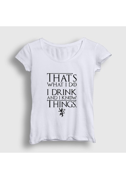 Kadın Beyaz Drink Game Of Thrones T-Shirt