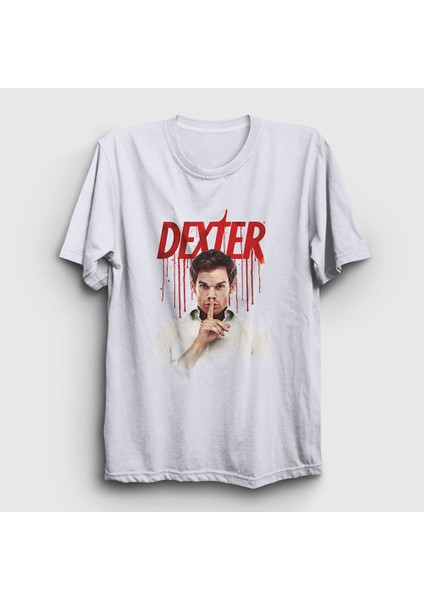 Unisex Beyaz Shhh Dexter T-Shirt