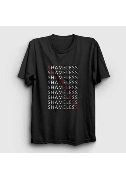 Unisex Siyah Diagonal Shameless T-Shirt