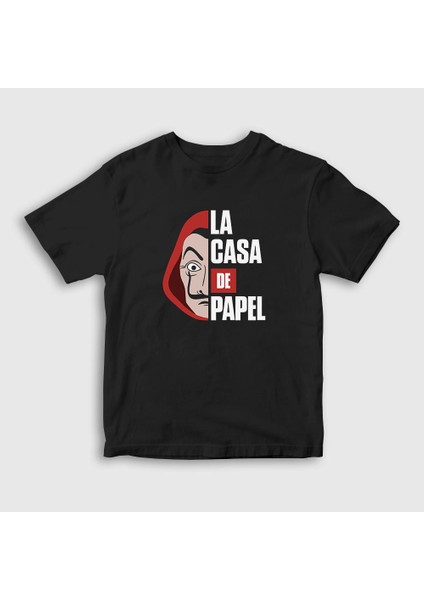 Unisex Çocuk Siyah La Casa De Papel T-Shirt